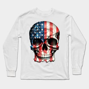 American Flag Skull Long Sleeve T-Shirt